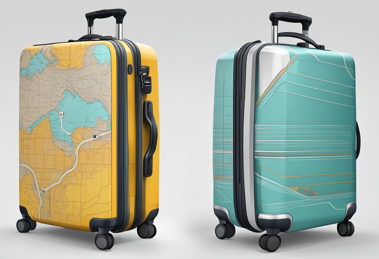 A suitcase with a built-in GPS tracker integrates seamlessly with smartphones and apps