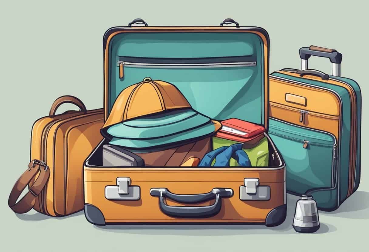 A traveler carefully selects the perfect hand luggage bag, organizing it with essential items for a smooth journey