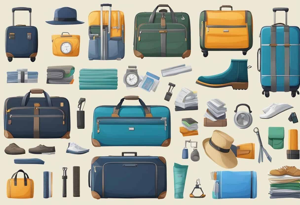 A variety of organization tools and tips for packing hand luggage