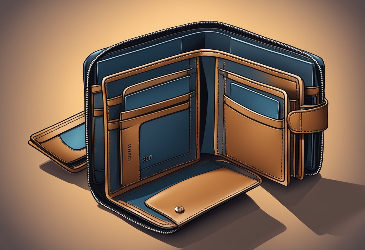 A leather wallet with multiple compartments and a sleek design, showcasing its functionality and practicality