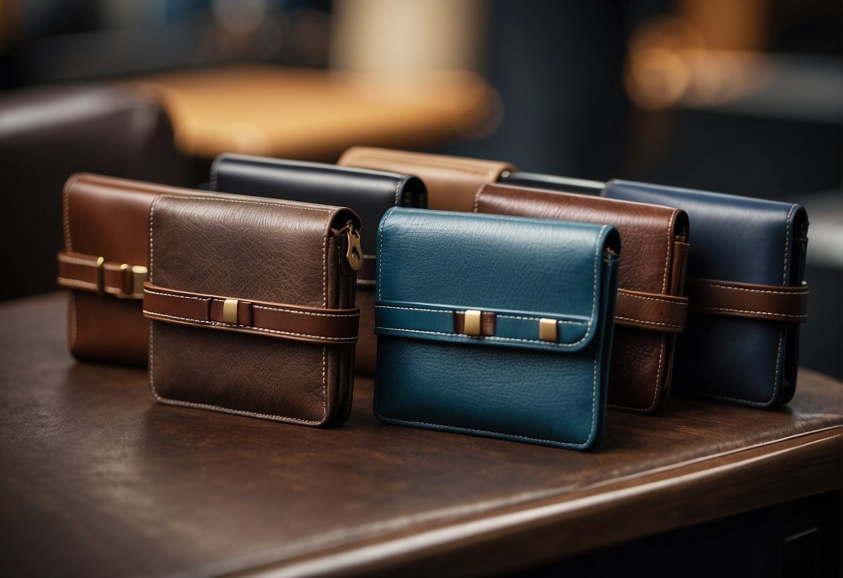 A collection of stylish wallets for boys being cleaned and maintained