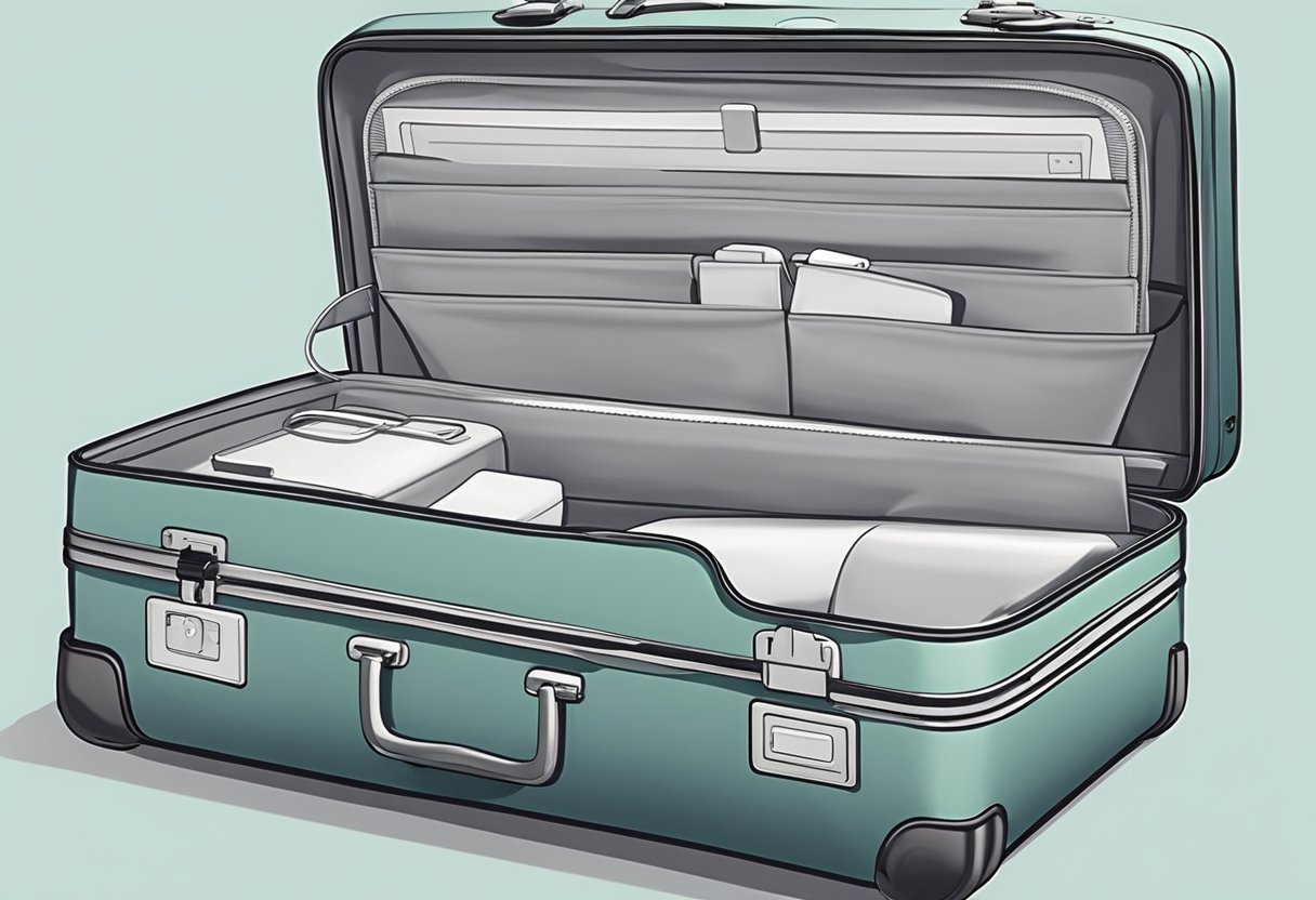 A sleek, durable suitcase with built-in charging ports and a digital luggage tracker, perfect for frequent flyers