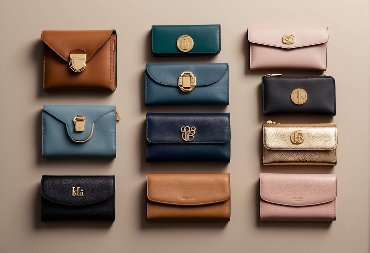 A display of top 5 women's wallet brands, emphasizing quality and brand importance. Logos and stylish designs stand out on a clean, minimalist backdrop