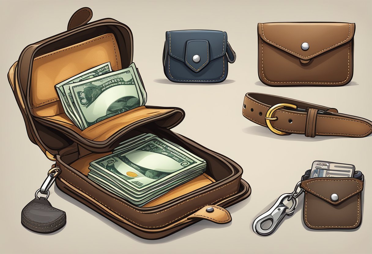 Durable and practical adventurer's wallet with additional accessories and compatibility