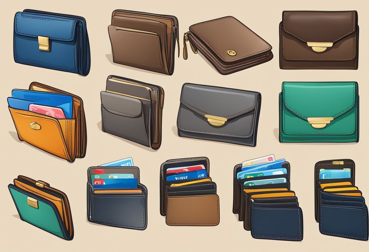 Various wallets with specific care requirements. Show proper cleaning and maintenance of wallets