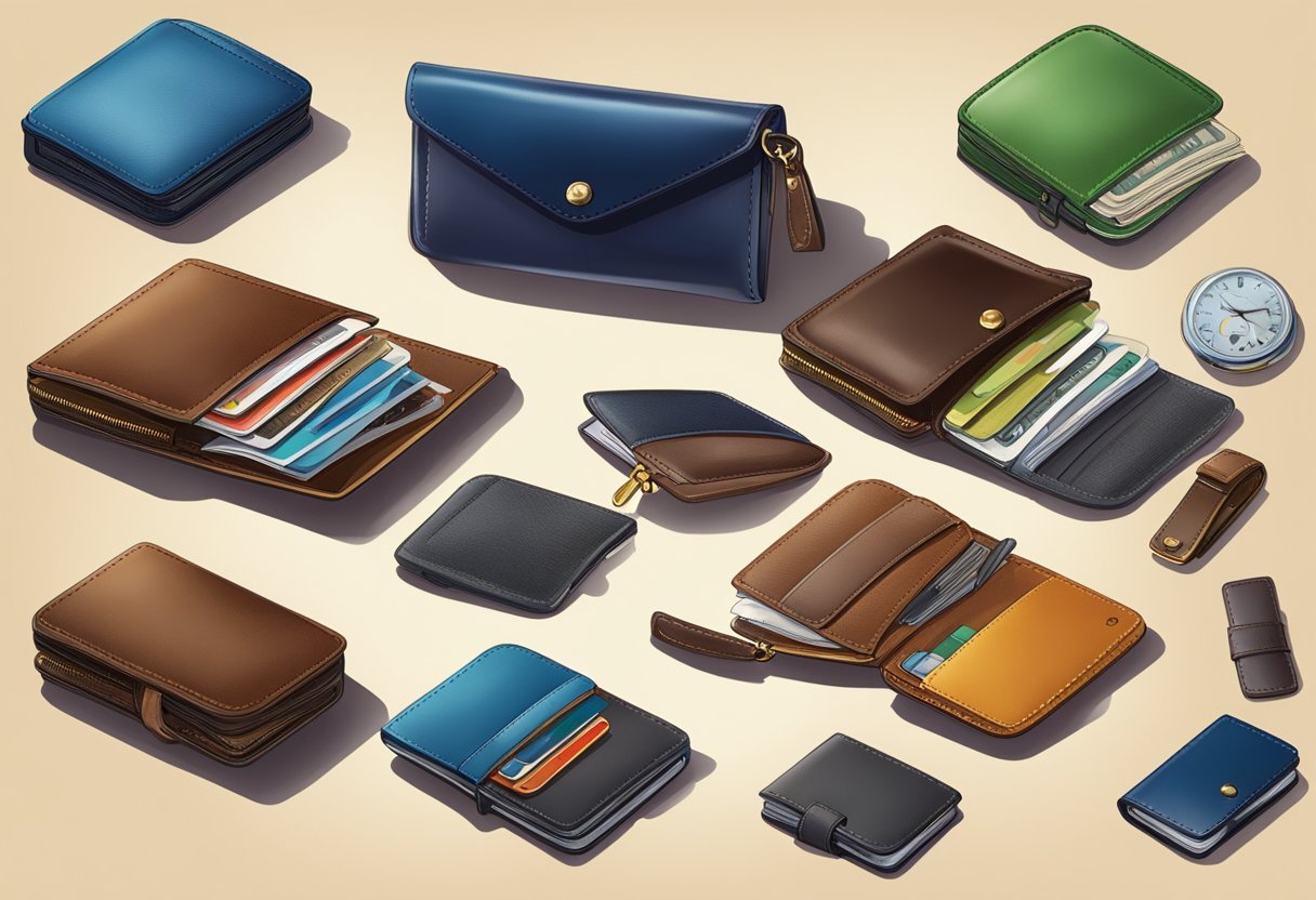 A variety of wallets displayed on a table, each suited to different lifestyles