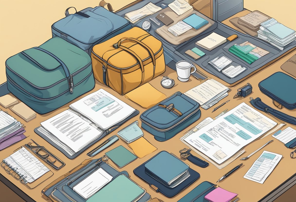 A table with a neatly organized packing list for frequent flyers before departure