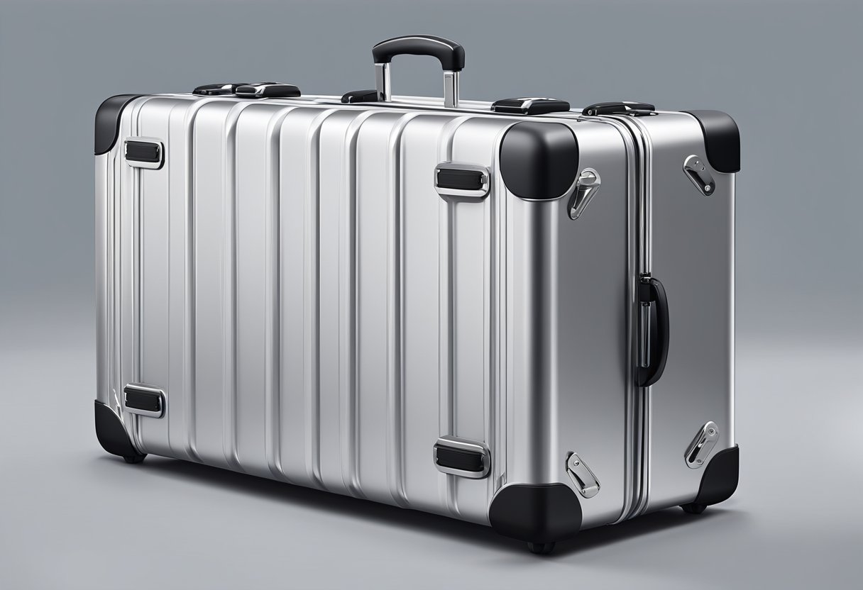 A sleek aluminum suitcase opens, revealing its functional and comfortable interior. Its benefits are showcased in a modern, minimalist setting