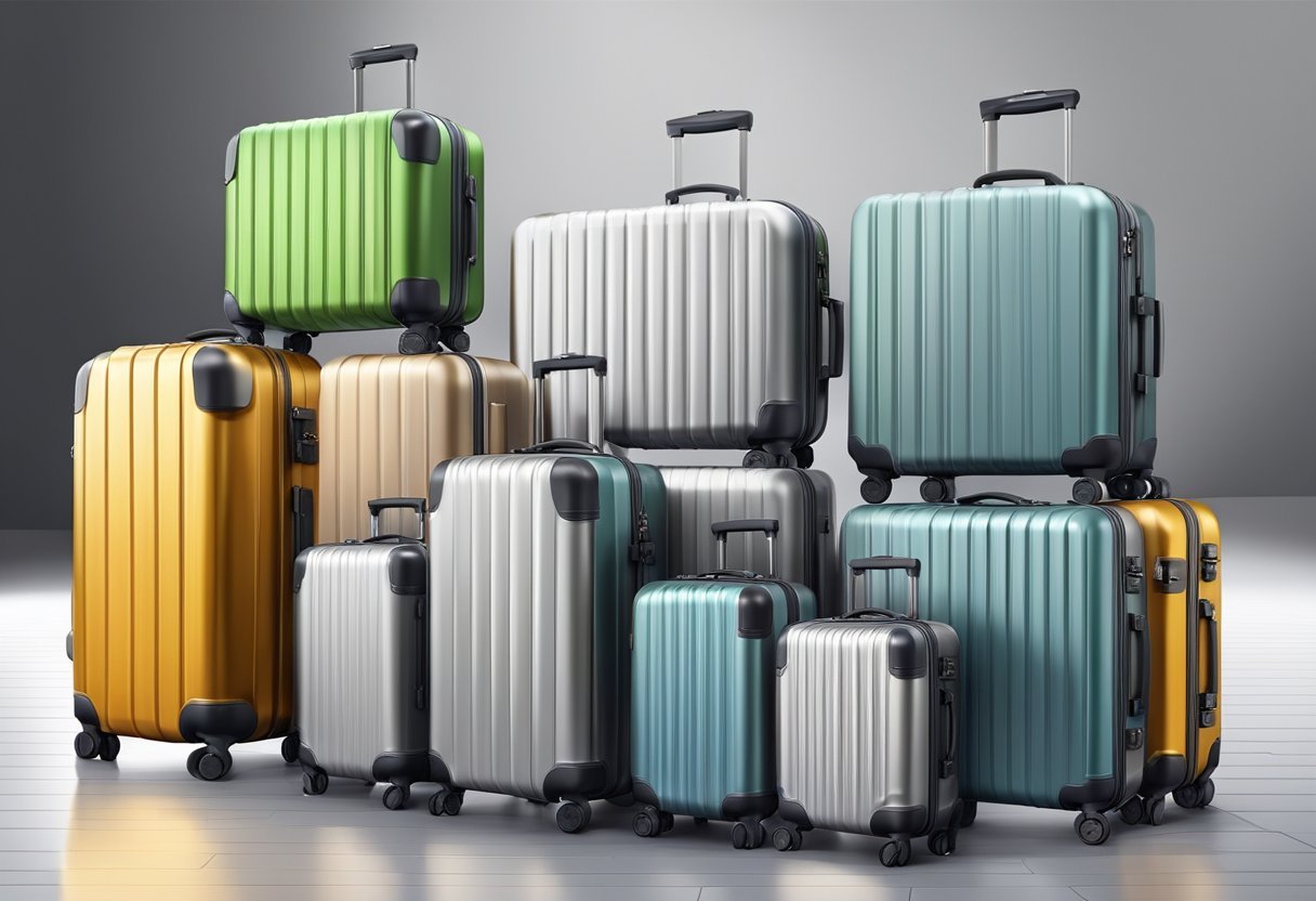 A neatly organized set of aluminum suitcases with efficient packing, ready for travel