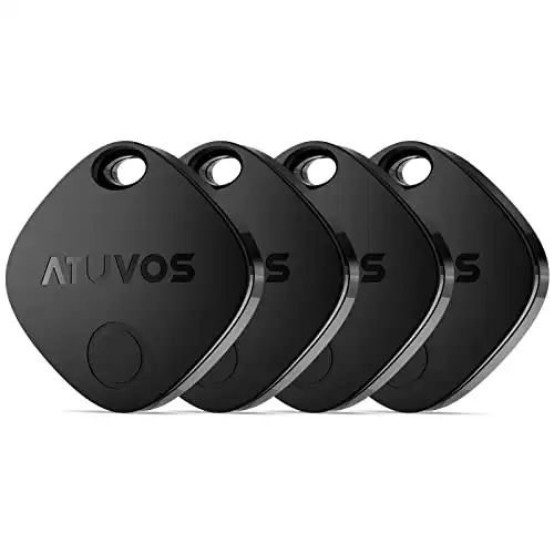 ATUVOS Schlüsselfinder KeyFinder 4er Pack, Smart Air Tracker Tag Kompatibel mit Apple Wo ist? APP (iOS NUR, Android Not Supported), Bluetooth Key Finder für Gepäck/Taschen/Koffer, Austauschbarer Ak...