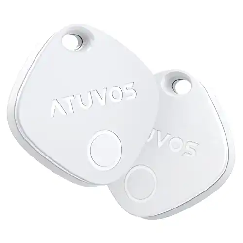 ATUVOS Schlüsselfinder Key Finder 2er Pack, iOS Smart Tracker Tag Kompatibel mit Apple Wo ist? APP (iOS NUR, Android Not Supported), Bluetooth KeyFinder für Gepäck/Koffer/Taschen, Austauschbarer Ak...