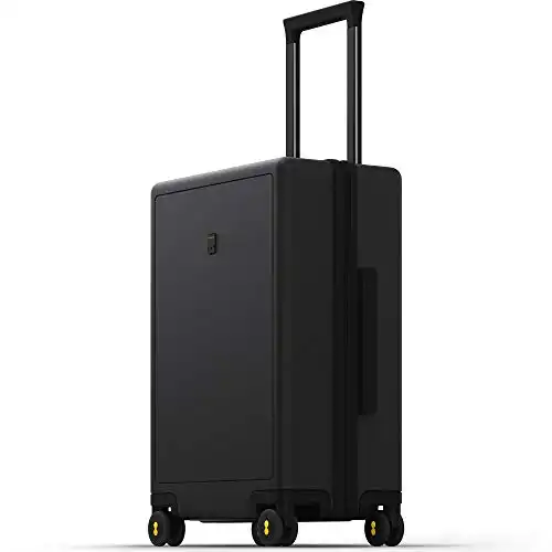 LEVEL8 Koffer Trolley, Rollkoffer Reisekoffer Hartschalen 4 Rollen, Spinner Handgepäck,TSA, 100% PC,Micro-Diamond Textured Design Koffer Trolley Groß(54.5cm, 40L,Schwarz)