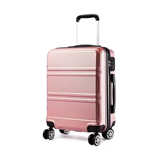 KONO Koffer Trolley Hartschale Handgepäck Zwillingsrollen Leichtgewicht ABS Kabinentrolley Reisekoffer Zahlenschloss 55cm (Nude)