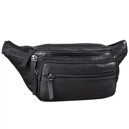 STILORD Zion Vintage Gürteltasche Echtleder als Bauchtasche Umhängetasche oder Brusttasche Cross-Body Bag Hüfttasche Männer Damen Handy Festival Leder, Farbe:Obsidian schwarz