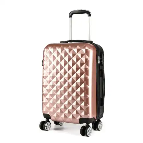 KONO Reisekoffer Handgepäck Koffer 4 Rollen Zwillingsrollen Hartschalenkoffer Handgepäck Trolley Klein 55cm & 31 Liter ABS+PC (Nude-Upgrade)