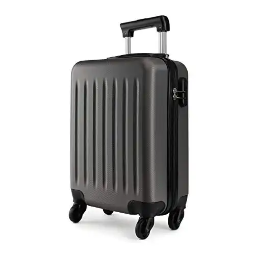 KONO Hartschale Koffer Trolley Rollkoffer Zwillingsrollen ABS Handgepäck Bordgepäck 4 Rollen, 48cm 20 Zoll(Grau)