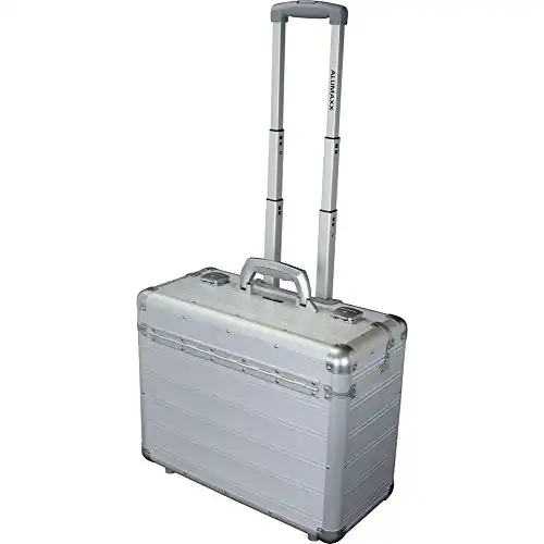 Alumaxx Hochwertiger Business-Trolley aus Aluminium Alu Silber Matt, Piloten Hartschalen Koffer mit Laptopfach + sicheres Schloss-System mit Zweifachverschließung und Öffnungsautomatik