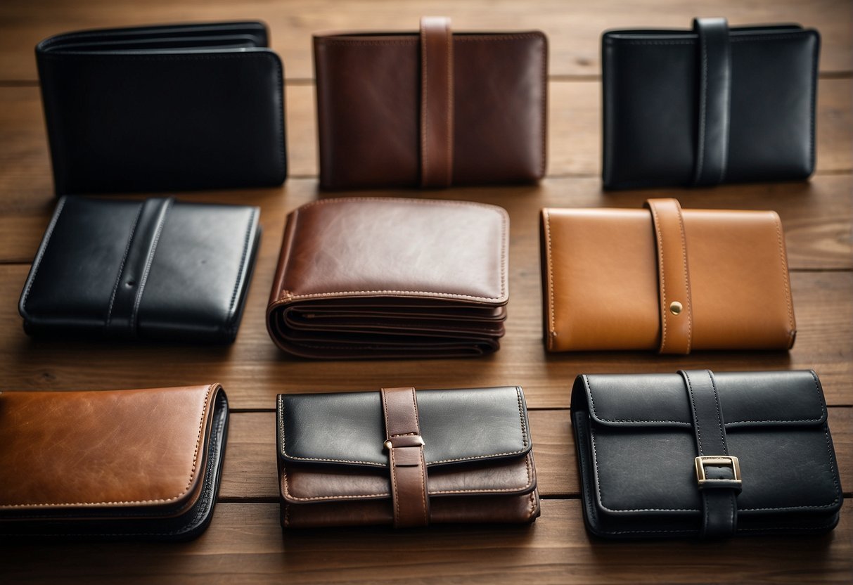 A diverse collection of large capacity men's wallets, showcasing maximum organization and storage options