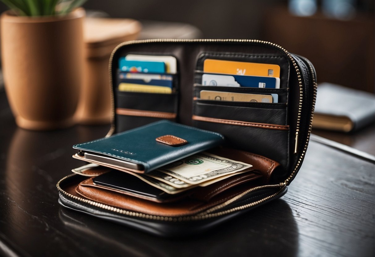 A digital nomad's wallet with space for gadgets and important documents, representing travel comfort and everyday attire