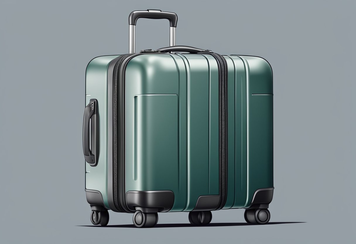 A sturdy suitcase with four wheels, ready for long-haul flights. Easy travel with the right luggage