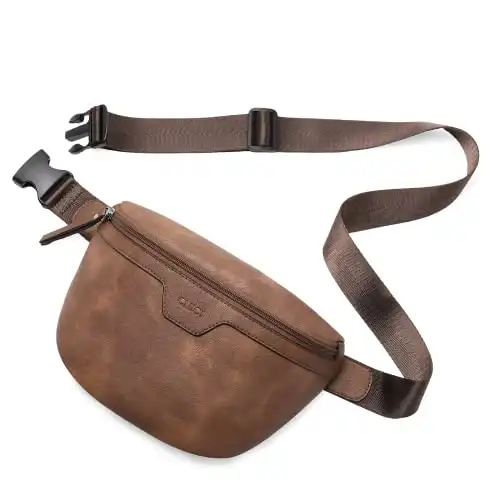 CLUCI Bauchtasche für Damen, wasserdichte Umhängetasche mit verstellbaren Trägern, veganes Leder, Rotkastanienbraun, Einheitsgröße