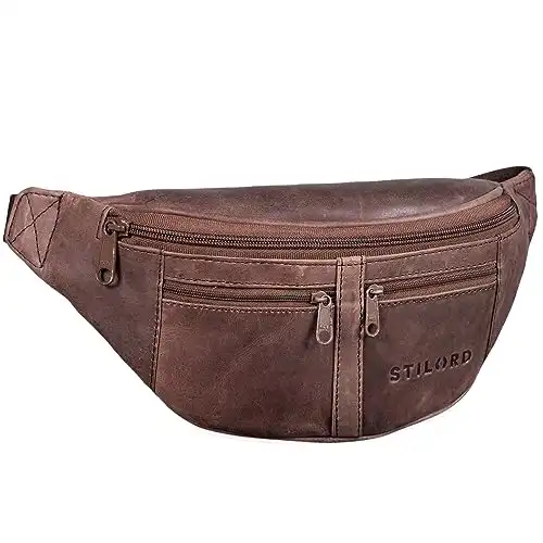 STILORD 'Echo' Vintage Hüfttasche Leder Bauchtasche Gürteltasche für Herren und Damen 7 Zoll Kamera Handy Reise Festival Unisex Echtleder, Farbe:Messina - braun