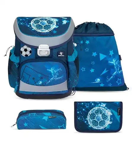 Belmil Mini-Fit Schulranzen Set 4 -teilig (405-33/AG/S) (Footballers)