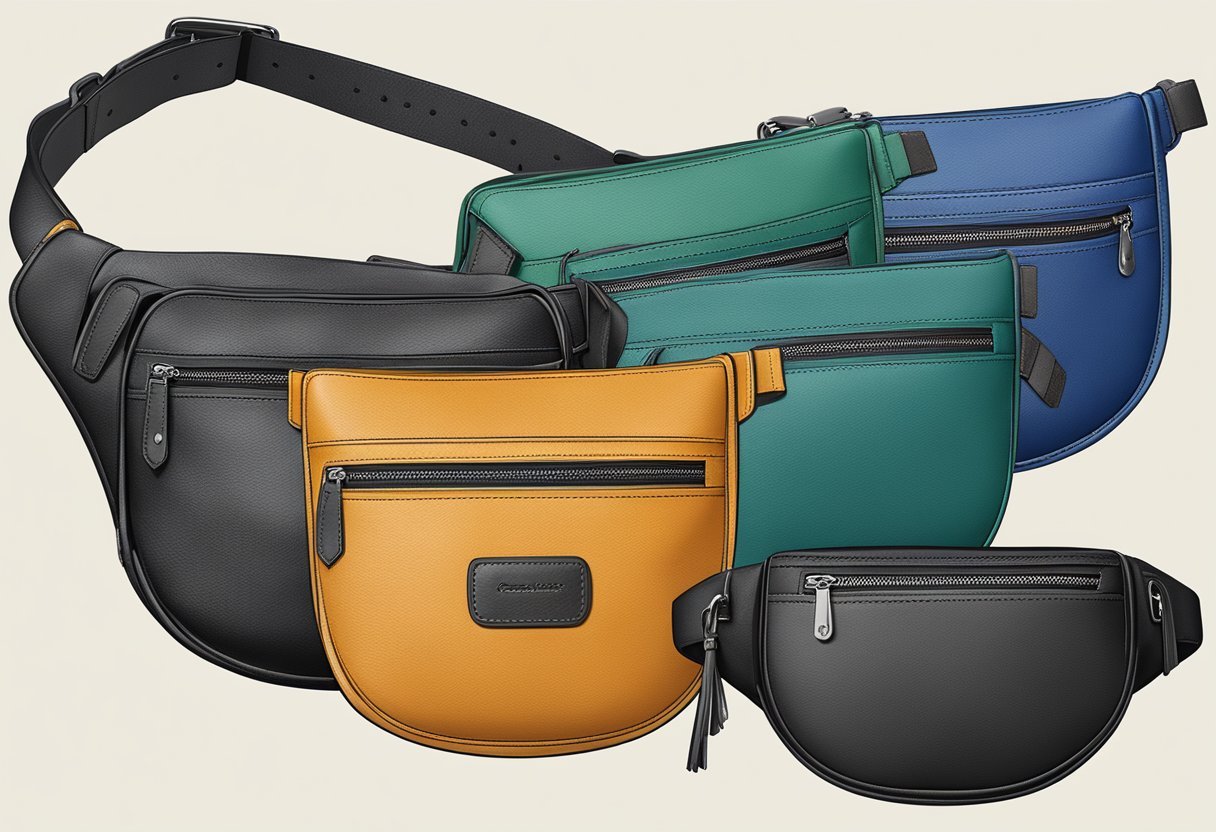 A variety of color options and combination possibilities for a women's leather waist bag