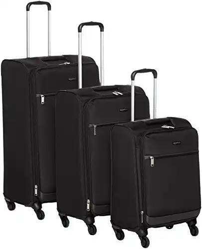 Amazon Basics - Roll-Reisetrolley, 3-teiliges Set, 53 cm, 64 cm, 79 cm, Schwarz