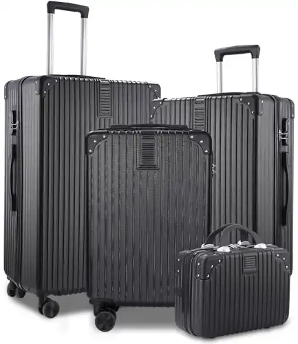 jutyum Kofferset 4 teilig hartschale,Trolley Set 4er Reisekoffer, ABS Koffer Set Trolley, Geeignetes Gepäck für Geschäftsreisen, Kofferset Hartschale, Hard Shell Suitcase mit TSA-Schloss und 4 Roll...