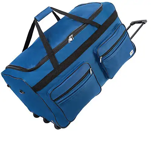 MONZANA Reisetasche mit Rollen 160L Trolley Funktion Teleskopgriff 85x43x44cm Standfüße Groß XXL Weichgepäck Reisegepäck Gepäcktasche Duffle Bag