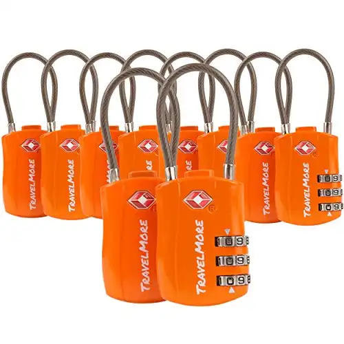 Reiseschloss TSA Approved Gepäckschloss Kofferschloss Zahlenschloss Vorhängeschloss für Travel (1 2 4 6 Pack) (10 Schlösser Orange)