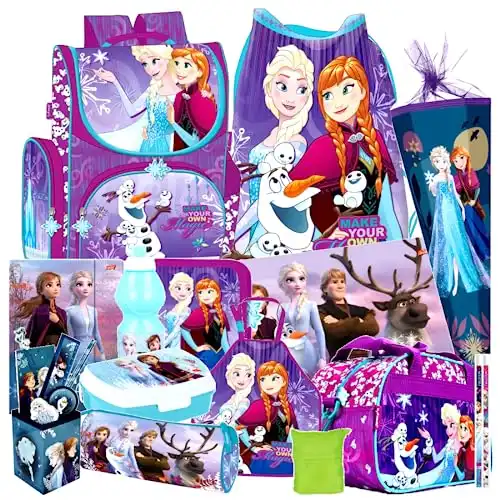 Frozen Eiskönigin ELSA Olaf 21 Teile Schulranzen Tornister RANZEN Schulrucksack Set Schultüte 85 cm Sporttasche mit Sticker-von-Kids4shop