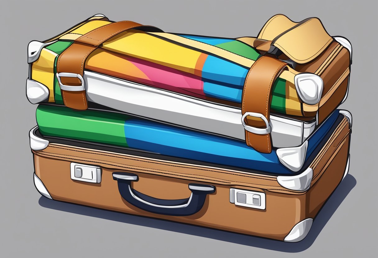 A suitcase with colorful luggage straps, ready for the next vacation