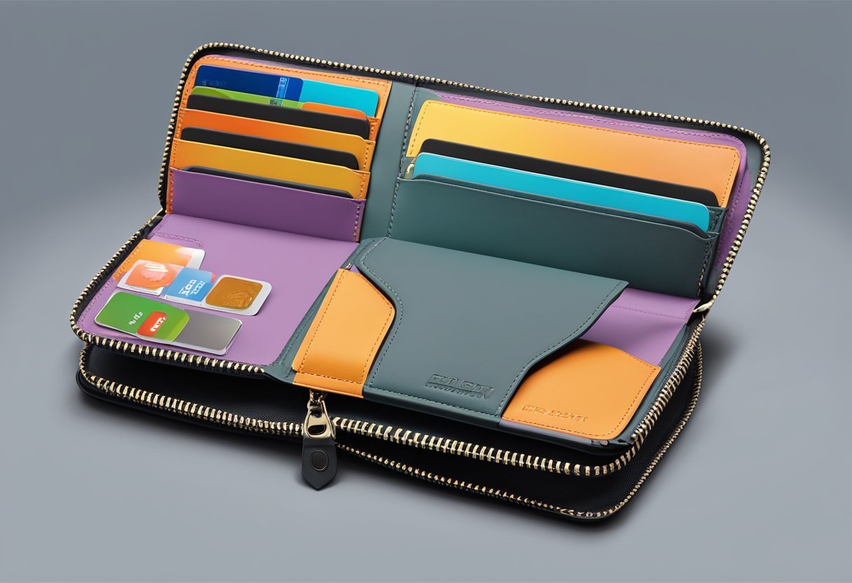 Eine stilvolle Reisetasche mit RFID-Schutz, die Fächer für Währungen, Karten und Pässe bietet.
